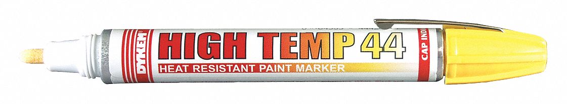 Liquid Paint Marker: 1.3 mm Tip Wd, Fiber Nib, Yellow, Point, Hot Surfaces