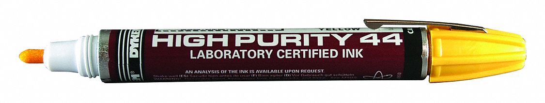 Liquid Paint Marker: 1.3 mm Tip Wd, Fiber Nib, Yellow, Point, Gen Purpose