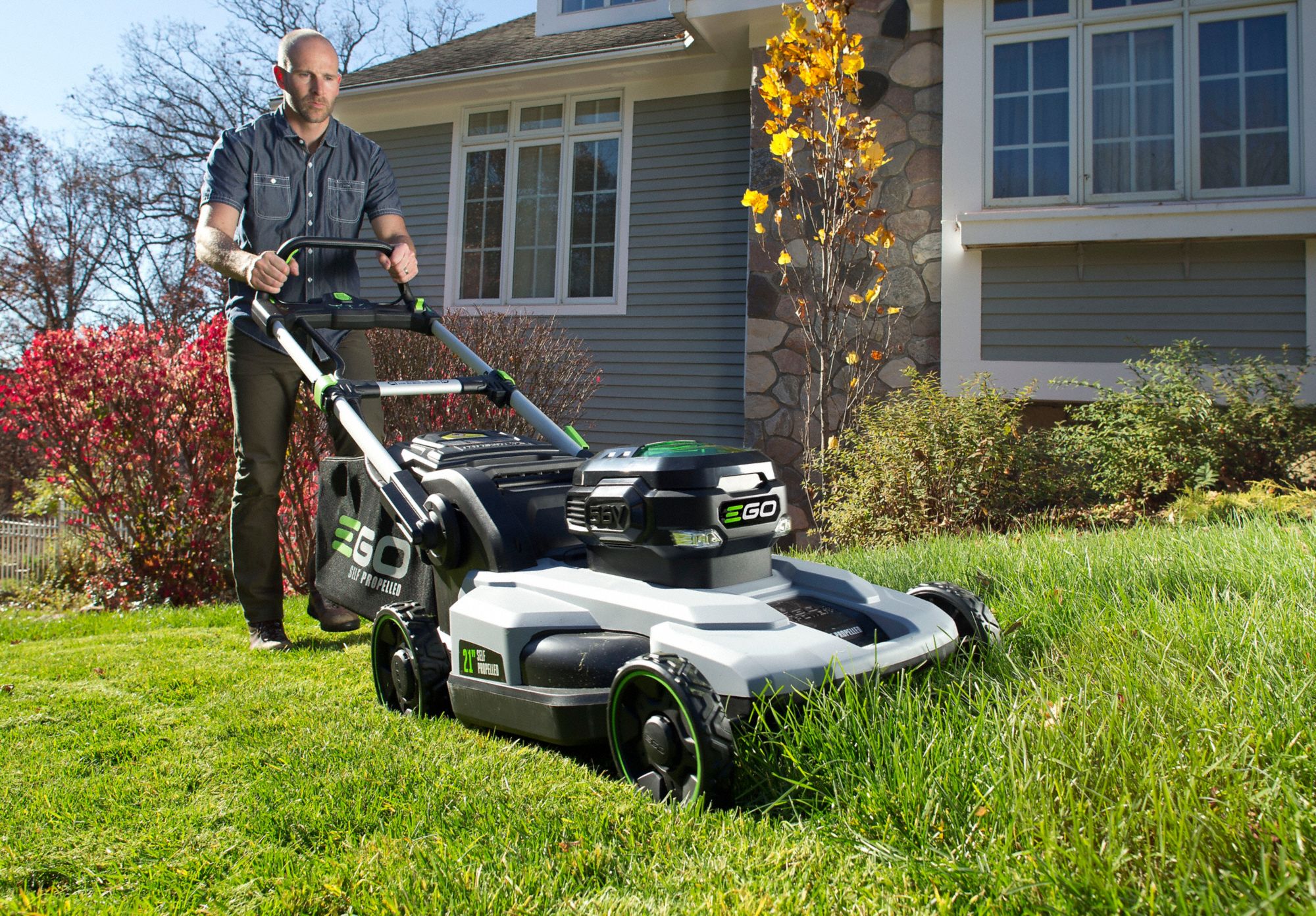 EGO Walk Behind Mower, 21 in Cutting Width, 11/2 in to 4 in Cutting Height, SelfPropelled