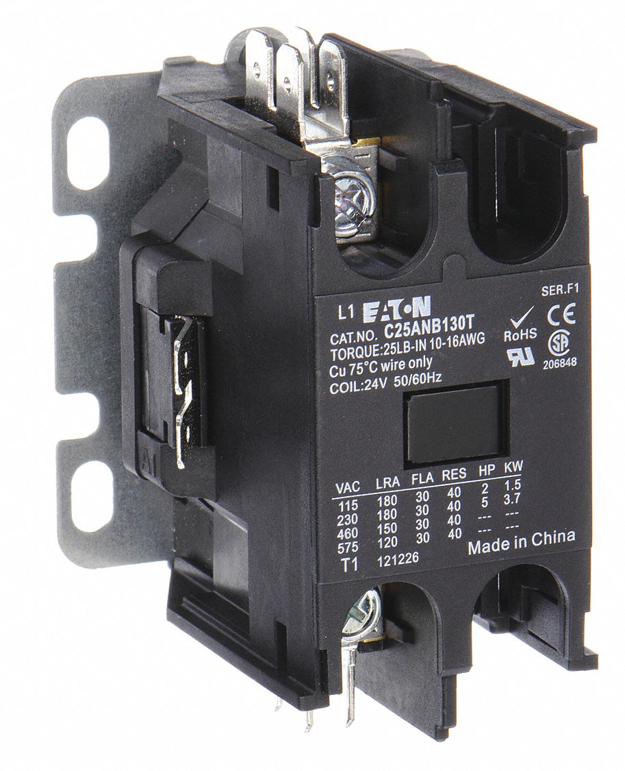 Definite Purpose Magnetic Contactor: 1 Poles, 120V AC, 30 A, Non-Reversing