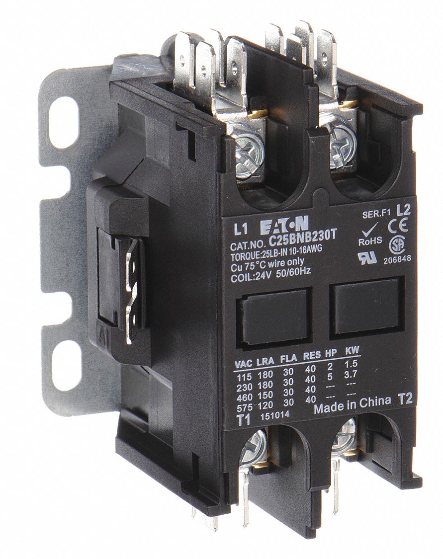Definite Purpose Magnetic Contactor: 2 Poles, 120V AC, 25 A, Non-Reversing