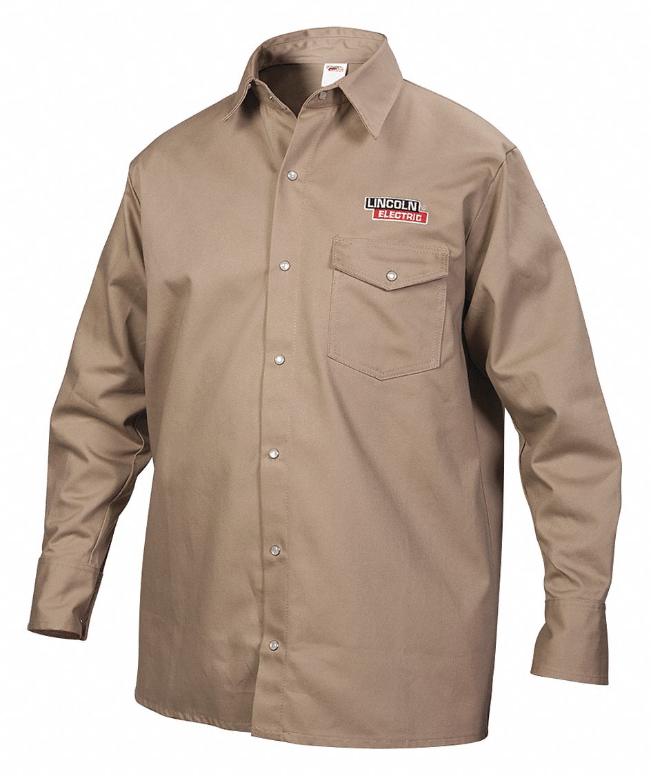 Flame-Resistant Collared Shirt, Khaki, 2XL