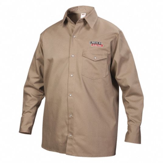 Vochtig noedels filter LINCOLN ELECTRIC Flame-Resistant Collared Shirt, Khaki, L - 49CE48|KH841L -  Grainger