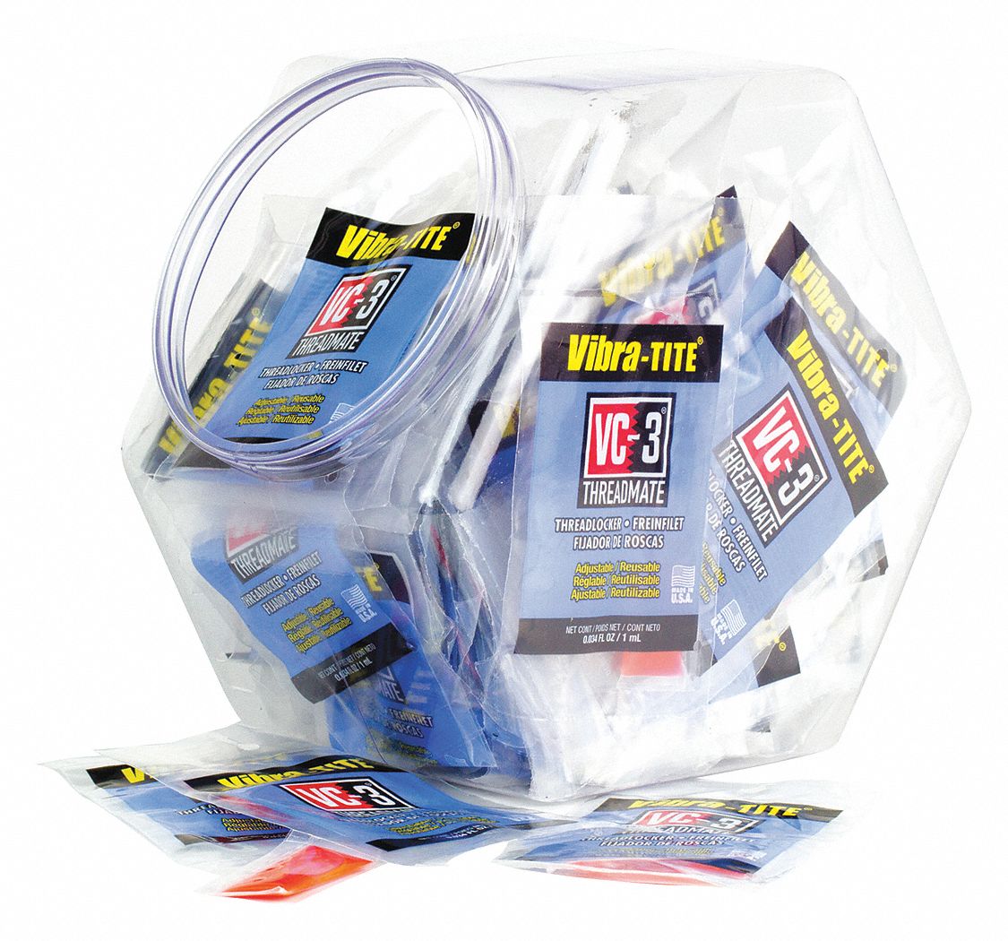 VIBRATITE Threadlocker Series VC3, Threadlocker, Red, Liquid, 1 mL