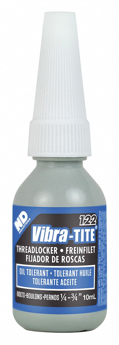 VIBRA-TITE, 122, Blue, Primerless Medium-Strength Threadlocker - 49CF34 ...