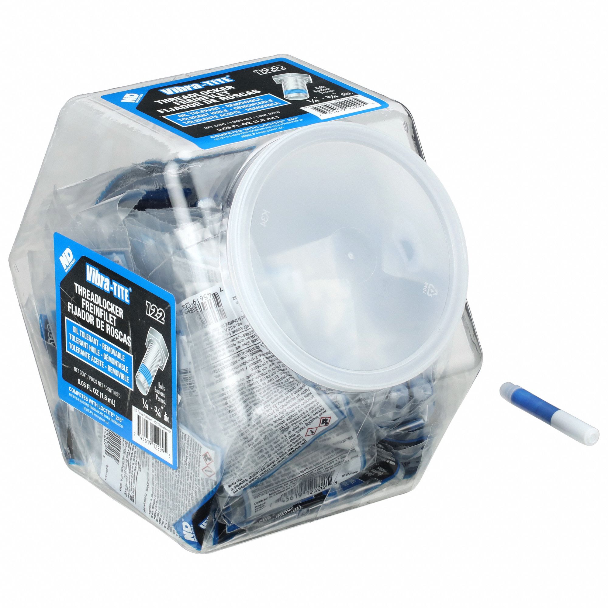 VIBRA-TITE, 122, Blue, Primerless Medium-Strength Threadlocker - 49CF35 ...