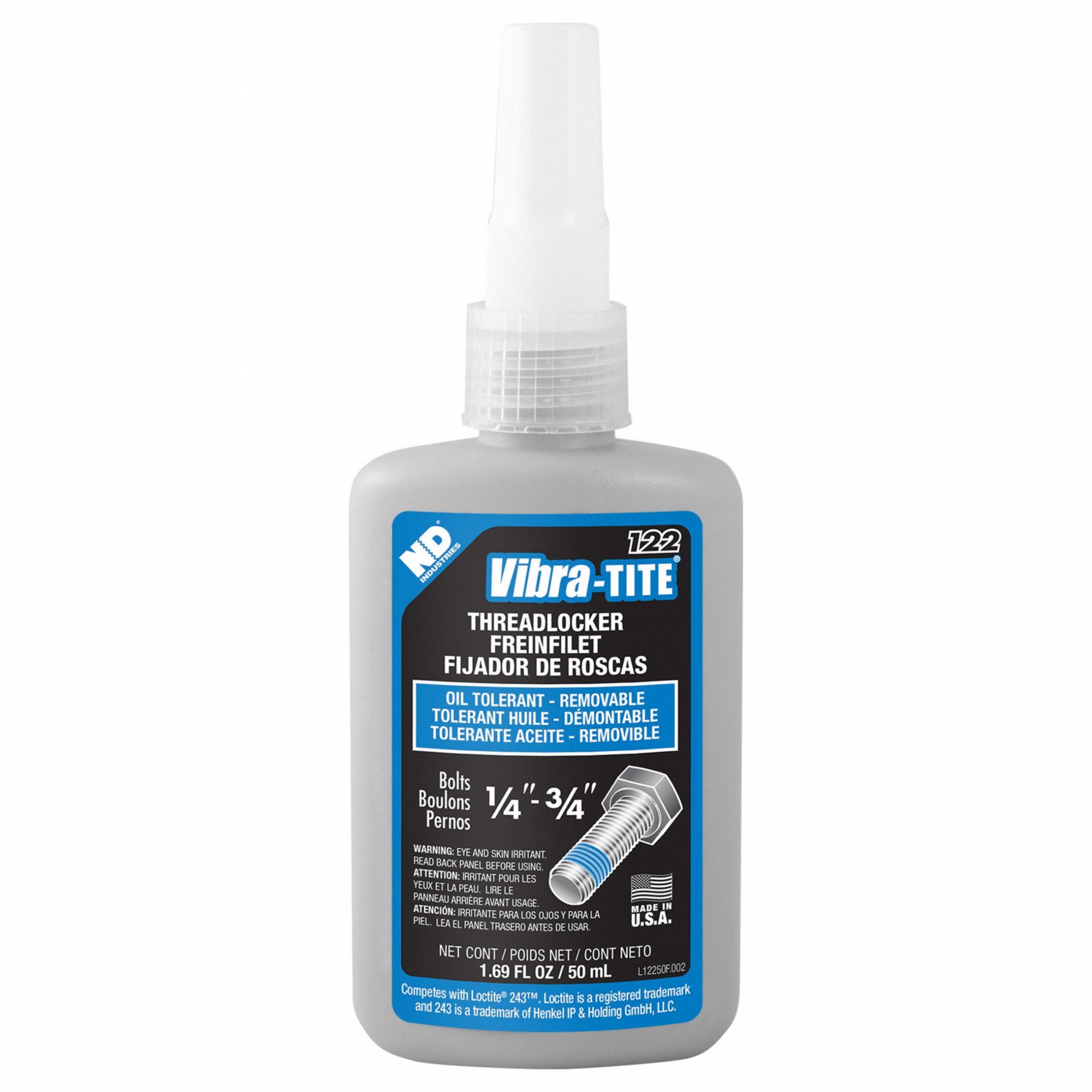 LOCTITE Fijador de Roscas Sin Imprimador de Media Resistencia 243 Botella  250mL Azul - Selladores de Rosca - 5HYH6