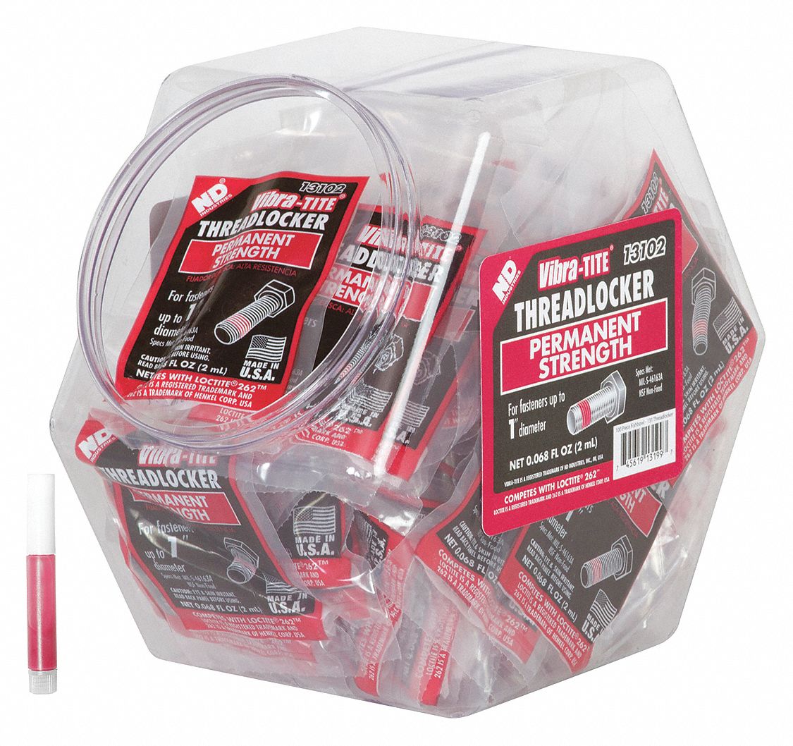 VIBRATITE Threadlocker Series 131, Threadlocker, Red, Liquid, 2 mL