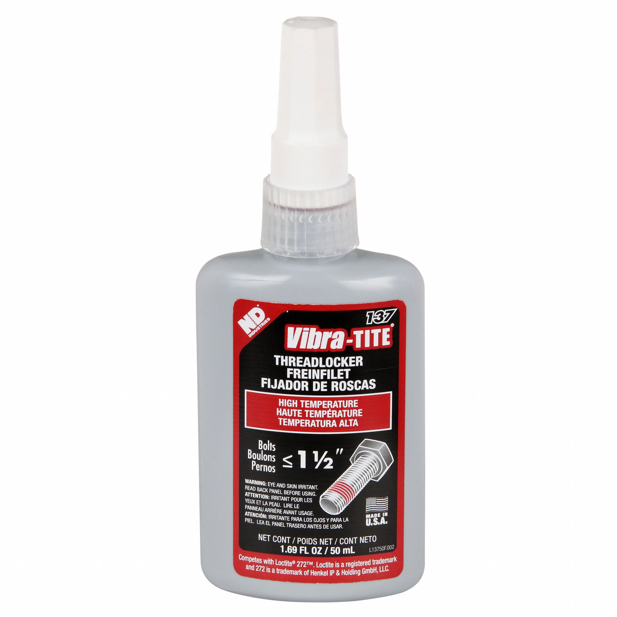 VIBRATITE, 137, Red, HighStrength Threadlocker 49CF5813750 Grainger