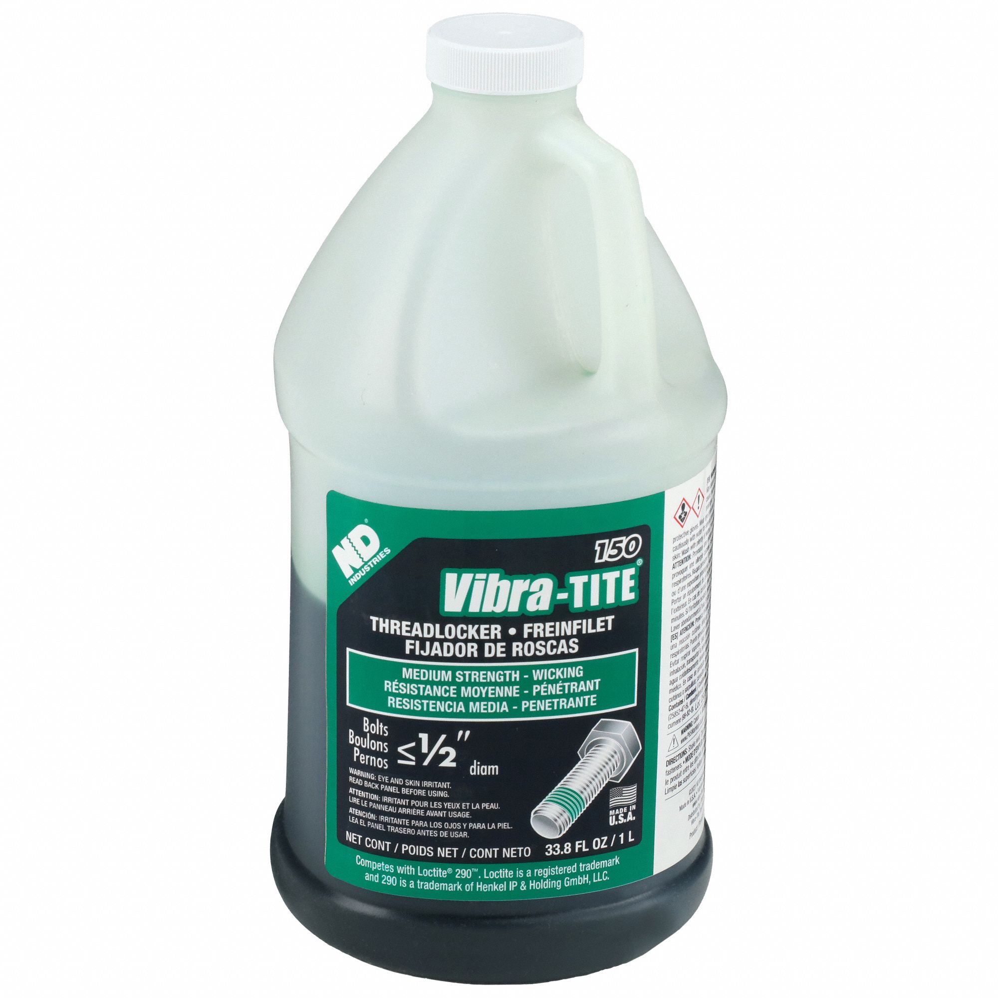 Wicking Medium-Strength Threadlocker: 150, Green, 33.81 fl oz, Jug, 1 EA