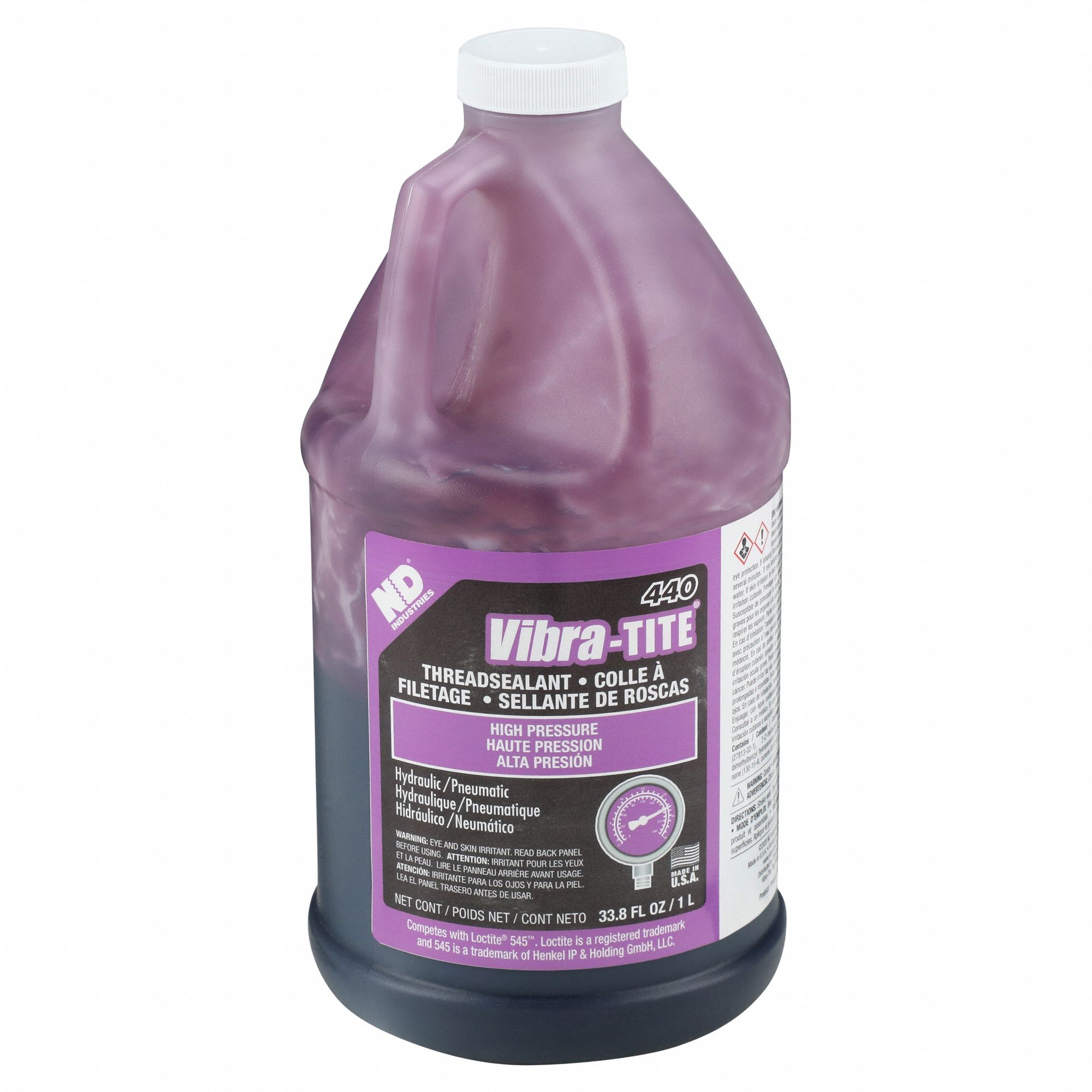 Pipe Thread Sealant: 440, 33.8 fl oz, Bottle, Purple, Vibration Resistant