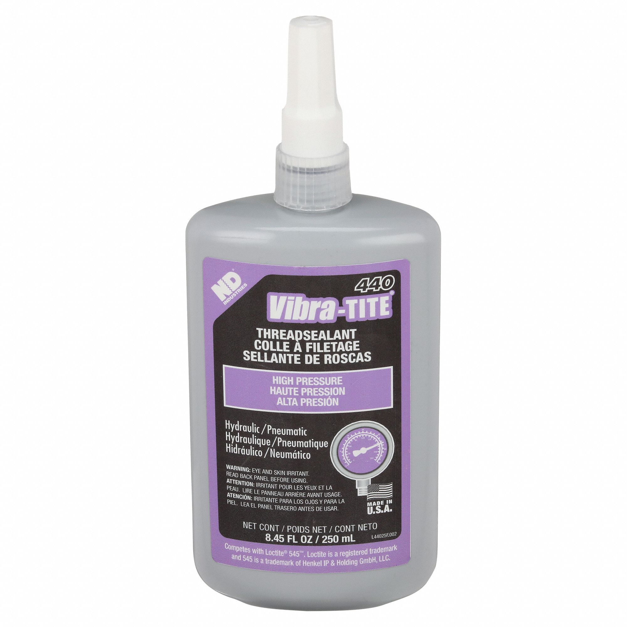 Pipe Thread Sealant: 440, 8.5 fl oz, Bottle, Purple, Vibration Resistant