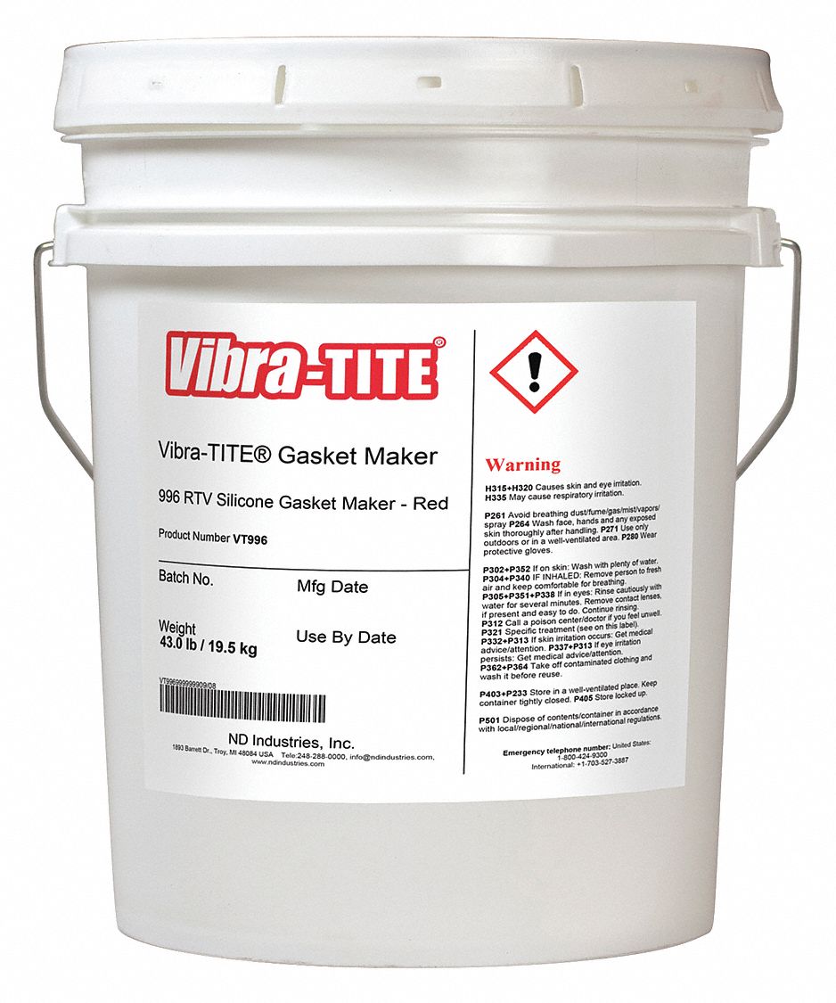 VIBRATITE Gasket Sealant Silicone, 650°F Temp. Range, 24 hr Full Cure