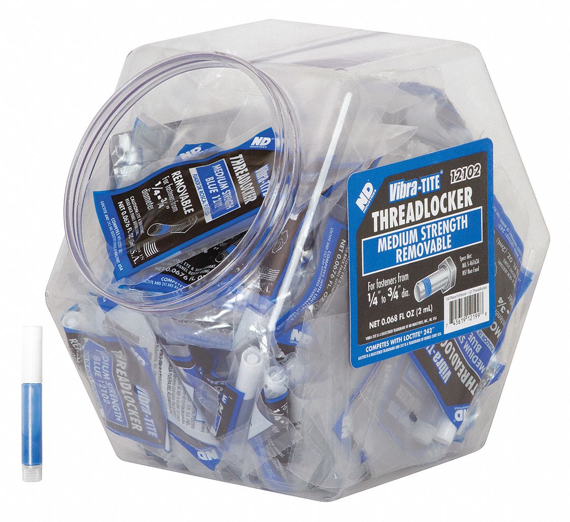VIBRATITE 121 Series MediumStrength Threadlocker, Blue Liquid, 2 mL
