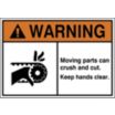 Warning: Moving Parts Can Crush and Cut. Keep Hands Clear. (Chain Hazard Pictogram) Signs