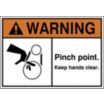 Warning: Pinch Point. Keep Hands Clear. (Belt Hazard Pictogram) Signs