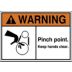 Warning: Pinch Point. Keep Hands Clear. (Belt Hazard Pictogram) Signs