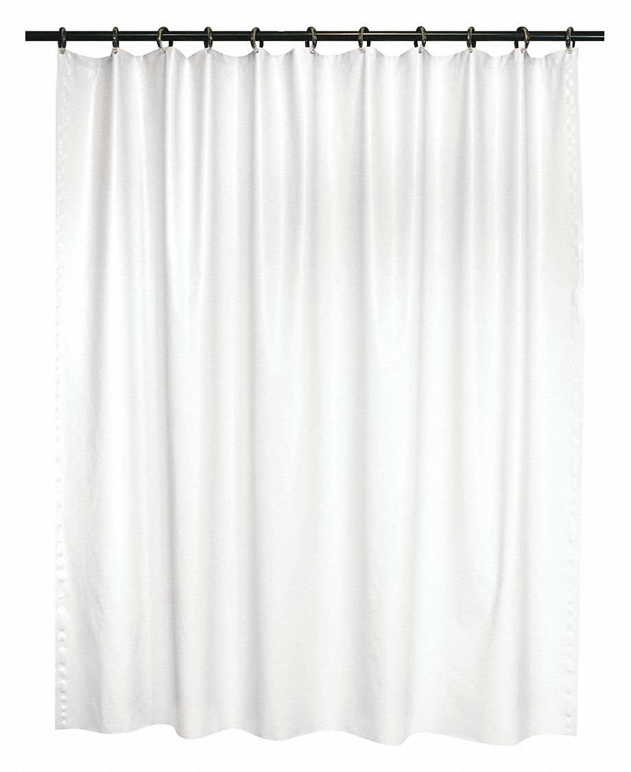 ABILITY ONE Shower Curtain, 36 in Width, Vinyl, White, Standard