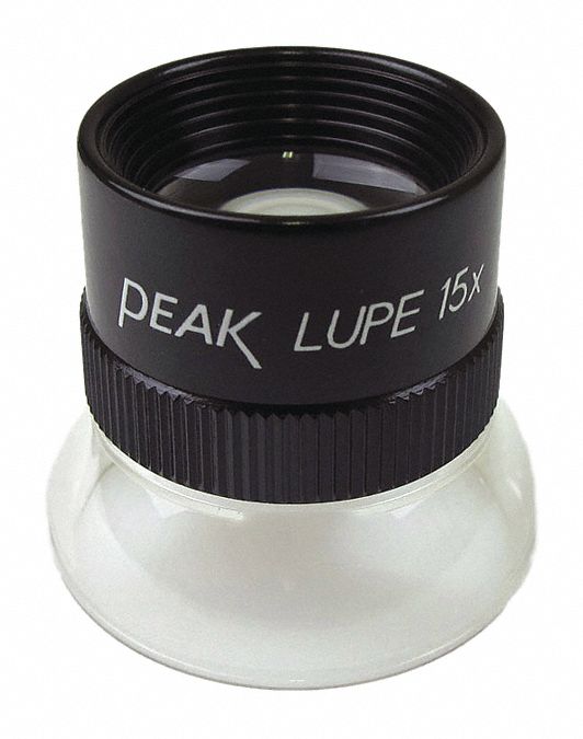 Fixed Focus Loupe: 15X Power, 0.8 in Focal Distance, 19.10 mm Lens Dia, 16D Diopter