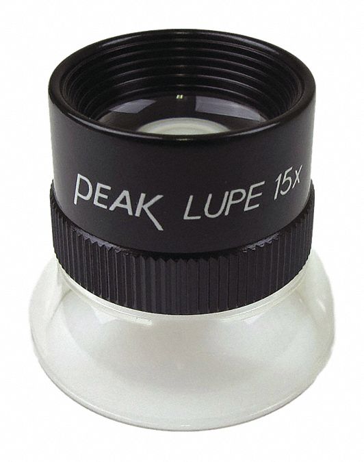 PEAK Fixed Focus Loupe, Power 15X, Focal Distance 0.8 in, Lens Diameter 19.10 mm, Diopter 16D