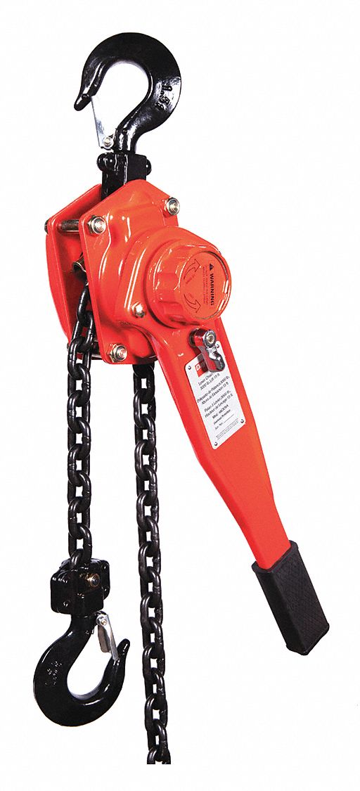LEVER CHAIN HOIST, HOOK MOUNTED - NO TROLLEY, 3,000 LB LIFTING CAPACITY, 15 FT LIFT L