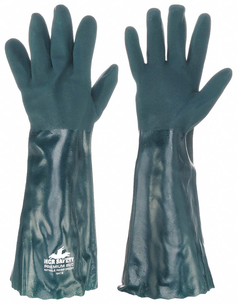 GANTS RÉSISTANTS AUX PRODUITS CHIMIQUES,18PO DE LONG,GRAIN,G,VERT,6418,12PQT