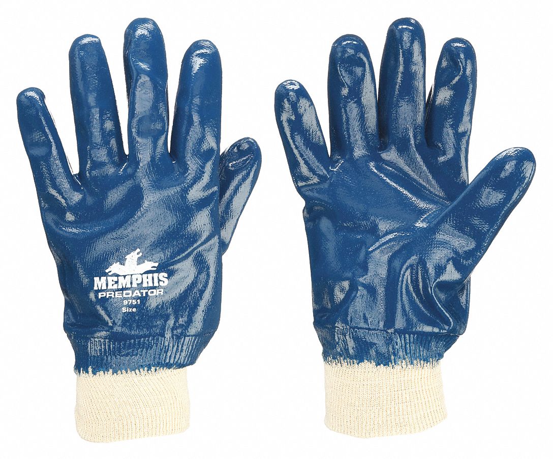PREDATOR COATED GLOVES, BLUE, L, ANSI/ISEA CUT A2/PUNCTURE 0, STRAIGHT THUMB, FULL COAT