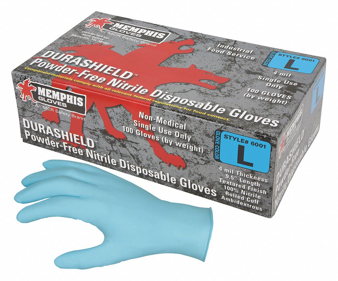 DISPOSABLE GLOVES, FOOD-GRADE, M (8), 4 MIL, POWDER-FREE, NITRILE, 100 PK