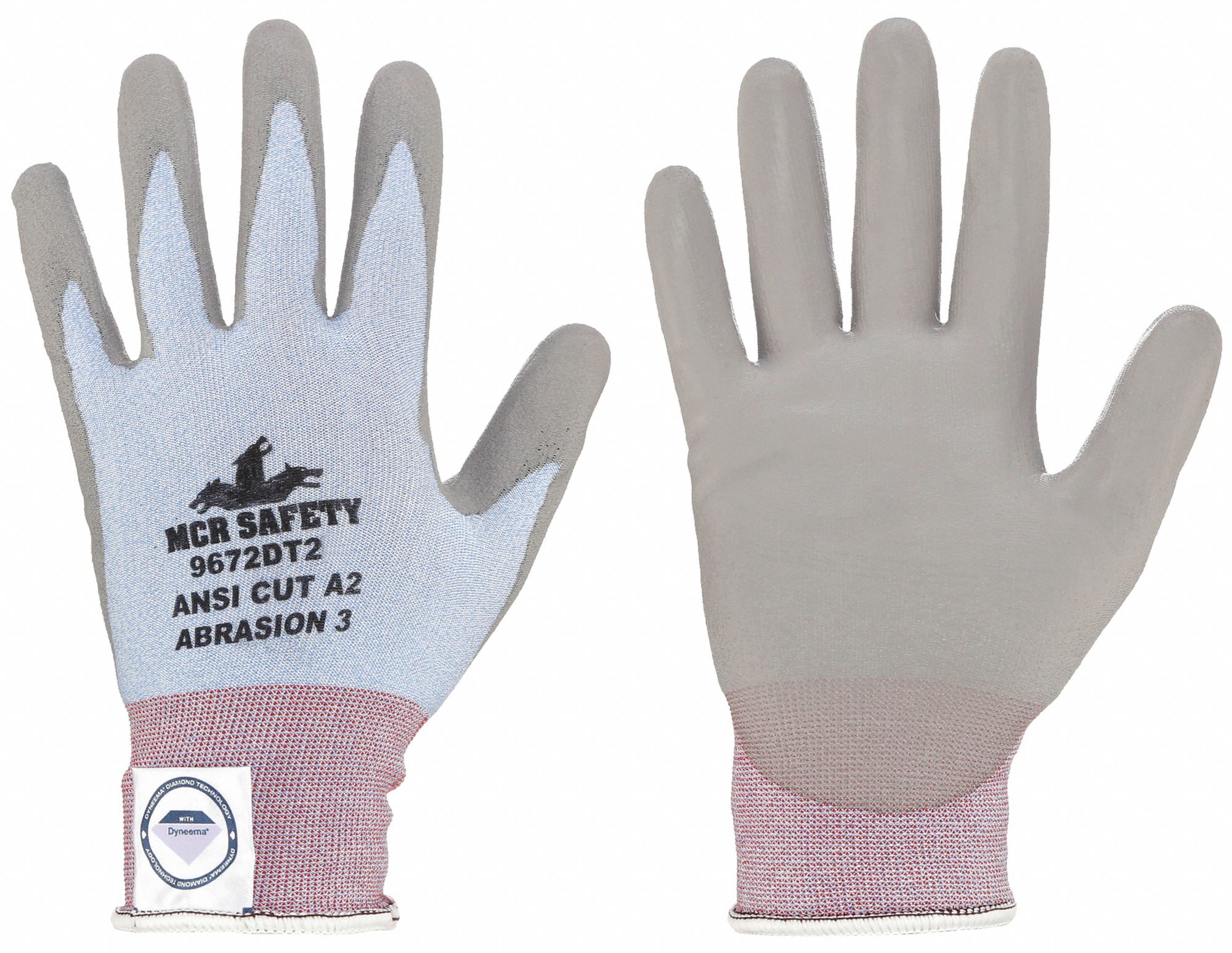 COATED GLOVES, S (7), ANSI CUT LEVEL A2, DIPPED PALM, PUR, SMOOTH, BLUE