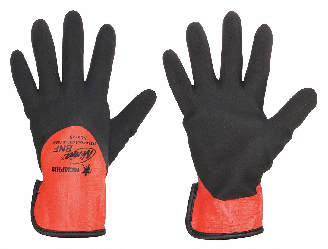 COATED GLOVES, XS (6), SMOOTH, FOAM NITRILE, ¾ DOUBLE DIPPED, NYLON, 18 GA