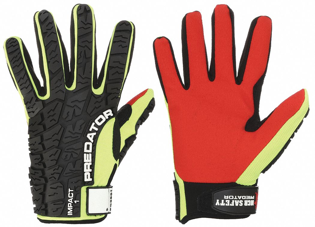 GANTS MÉCANICIEN, TAILLE TTG, NOIR/CITRON/ROUGE, CUIR SYNTHÉTIQUE