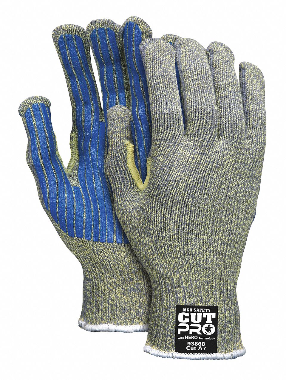 HERO COATED GLOVES, S, SMOOTH, PVC, PALM AND FINGERS, KEVLAR