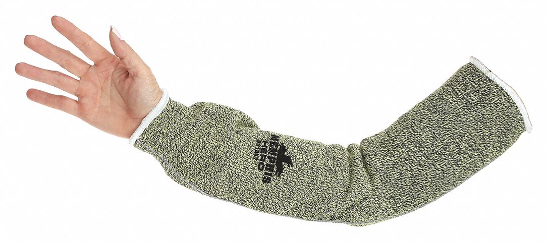 CUT-RESISTANT SLEEVE, ANSI/ISEA CUT LEVEL A6, KEVLAR, 7 GA, GREEN, KNIT CUFF