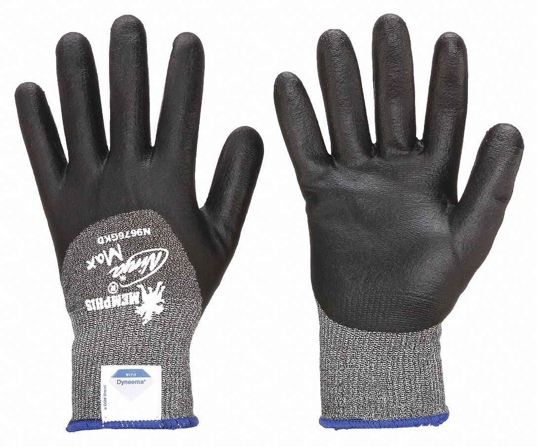 GANTS ENDUITS, TG(10), RÉSISTANCE AUX COUPURES DE NIVEAU A3 ANSI, ¾ TREMPÉ, GRIS