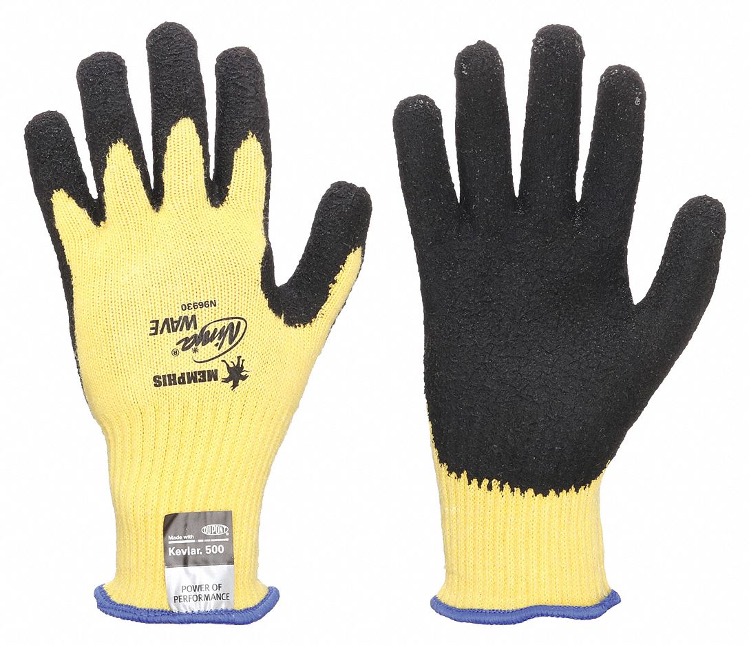 COATED GLOVES, 2XL (11), ANSI CUT LEVEL A2, DIPPED PALM, NITRILE, ROUGH, YELLOW