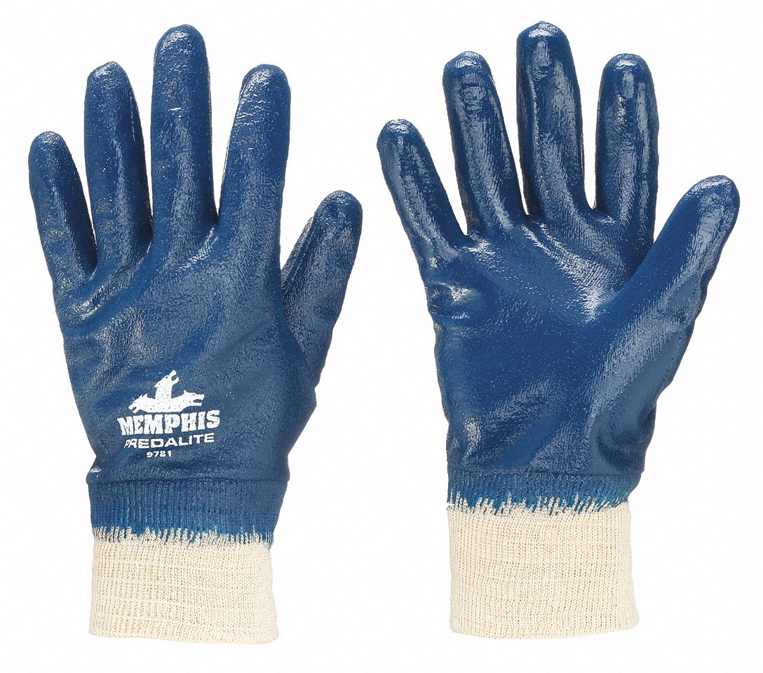 PREDALITE COATED GLOVES, BLUE, M, ANSI/ISEA PUNCTURE 0, WING THUMB, FULL COAT, 10.5 IN