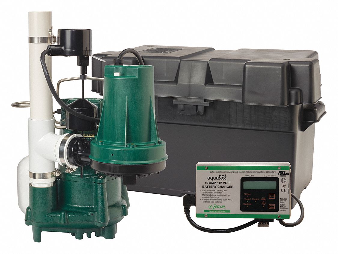 ZOELLER Sump/Battery Back-Up System, 1/2 (Primary); 1/3 (Secondary) HP ...