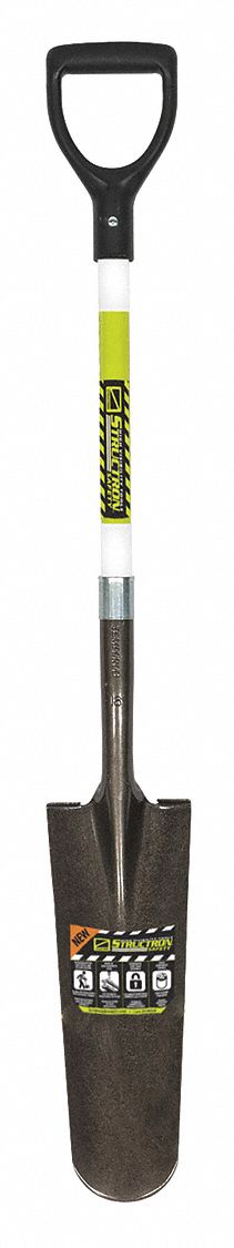 DRAIN SPADE, STEEL BLADE, 14 GAUGE, D-GRIP HANDLE TYPE, FIBREGLASS HANDLE