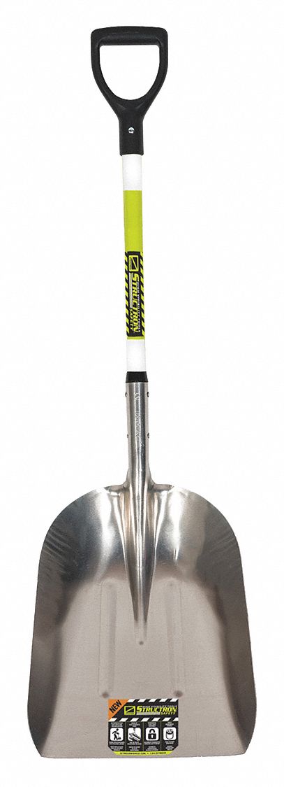 Scoop Shovel: 29 in Handle Lg, Aluminum, 15 1/4 in Blade Wd, 12 ga Gauge