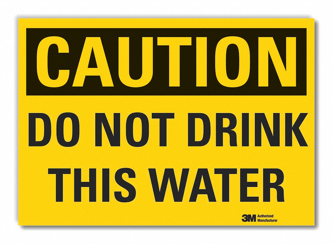  Potable Water Caution Reflective Label: Reflective Sheeting, Adhesive Sign Mounting, Engineer Grade