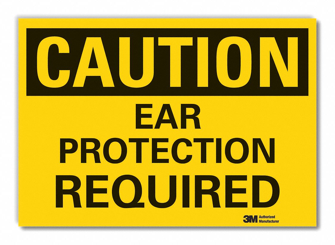  Hearing  Caution Reflective Label: Reflective Sheeting, Adhesive Sign Mounting, Engineer Grade