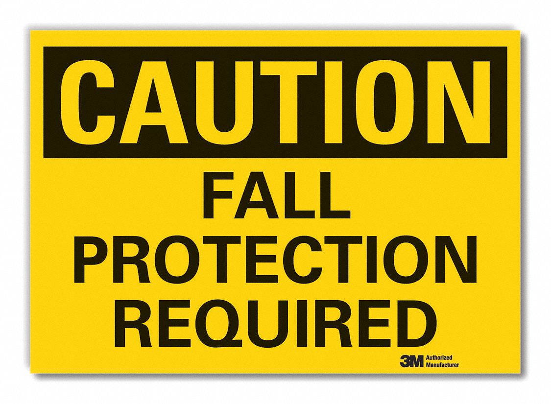 FALL CAUTION REFLECTIVE LABEL, REFLECTIVE SHEETING, ADHESIVE MOUNT, ENGINEER GRADE, 3.5INX5IN