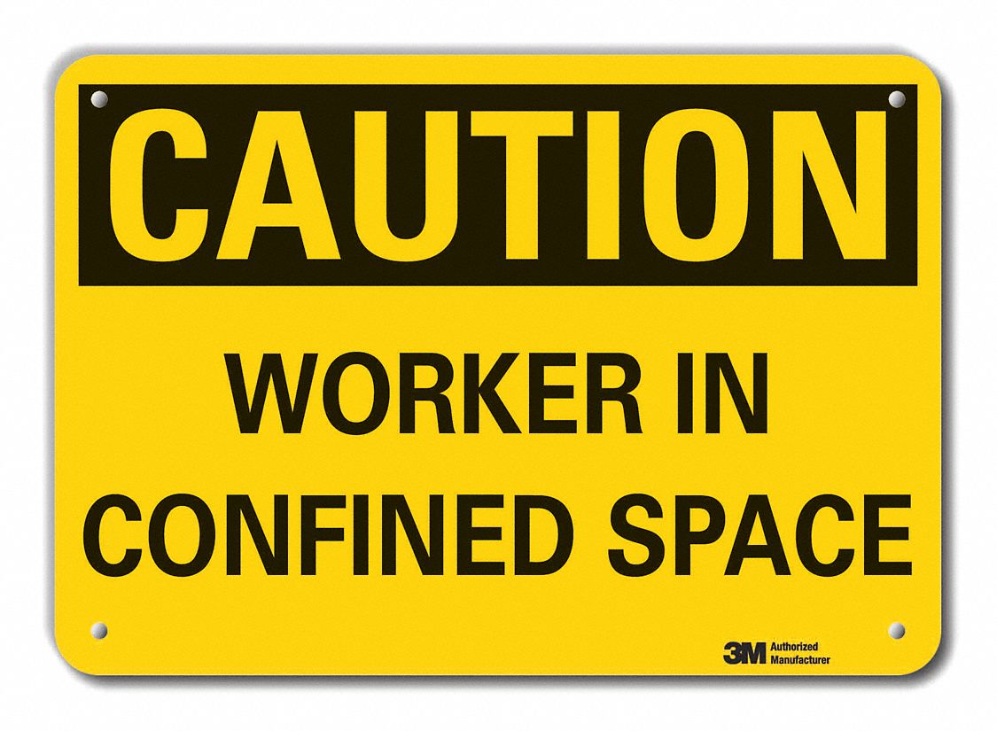 Rflct Confind Space Caution Sign, 10x14in