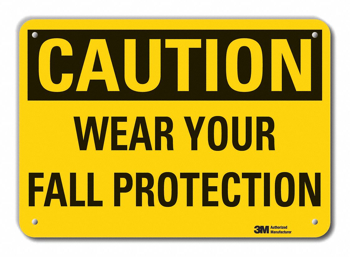 Reflective  Fall  Caution Sign: Aluminum, Mounting Holes Sign Mounting, Engineer Grade, Caution