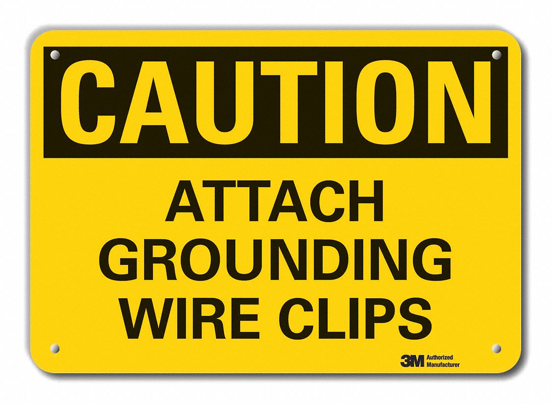 Rflct Grounding Caution Sign, 7x10in, Alum