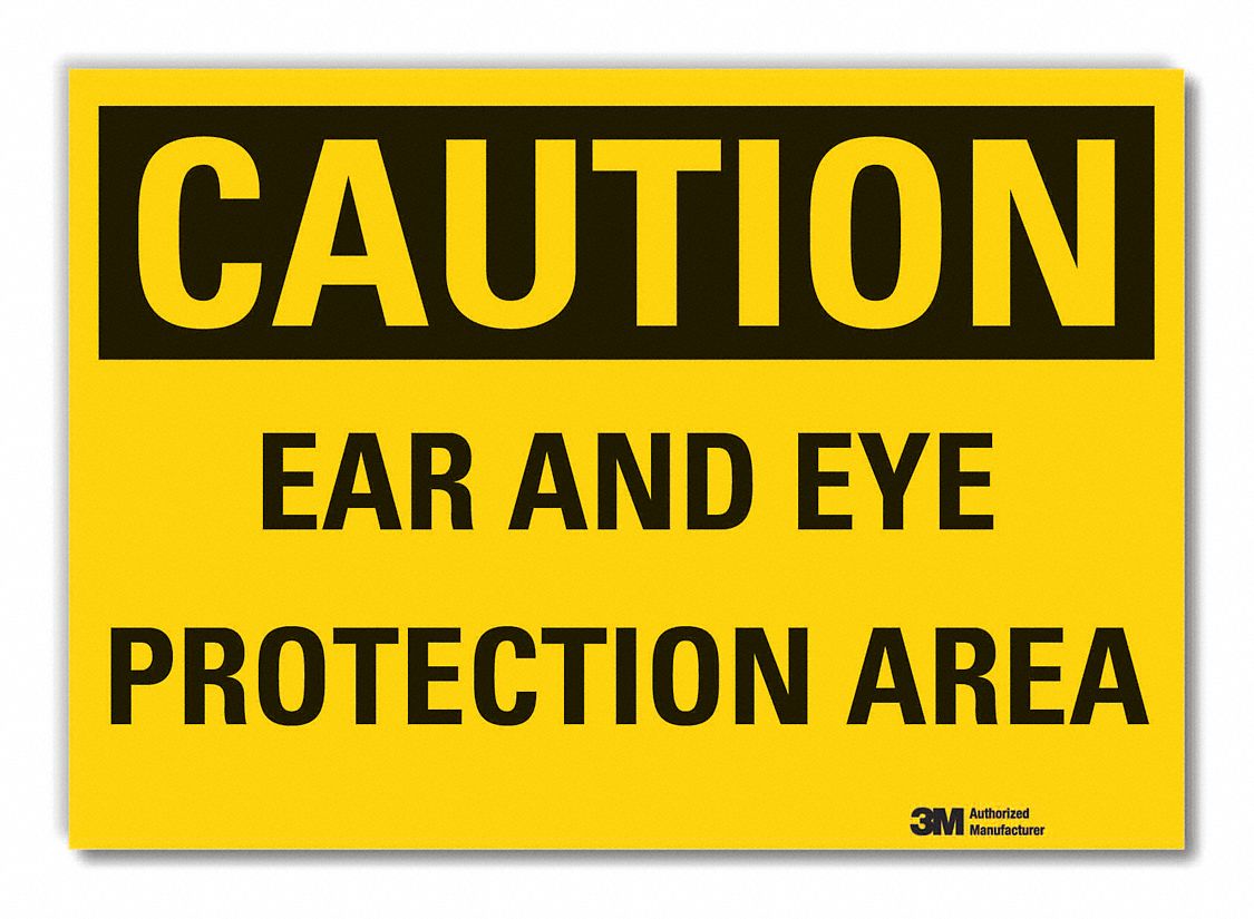  Eye & Ear  Caution Reflective Label: Reflective Sheeting, Adhesive Sign Mounting, Engineer Grade