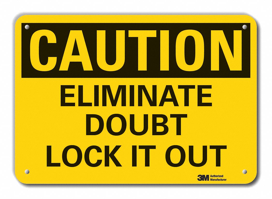 Reflective  Lockout Tagout Caution Sign: Aluminum, Mounting Holes Sign Mounting, Engineer Grade