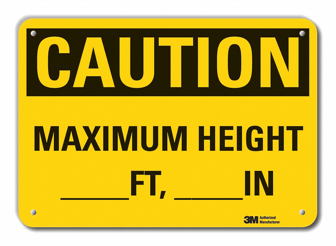 Reflective  Clearance Caution Sign: Aluminum, Mounting Holes Sign Mounting, Engineer Grade