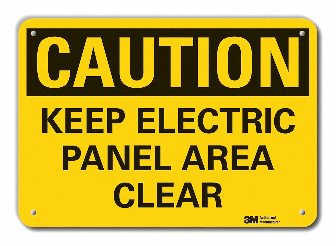 Reflective  Electrical Panel Caution Sign: Aluminum, Mounting Holes Sign Mounting, Engineer Grade