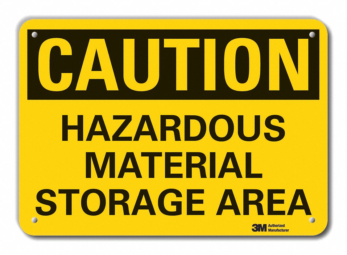 Reflective  Hazardous Materials Caution Sign: Aluminum, Mounting Holes Sign Mounting, Engineer Grade